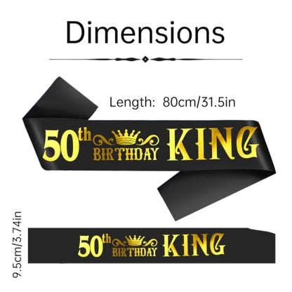 50th Birthday King Sash for Men - Celebration Party Accessory