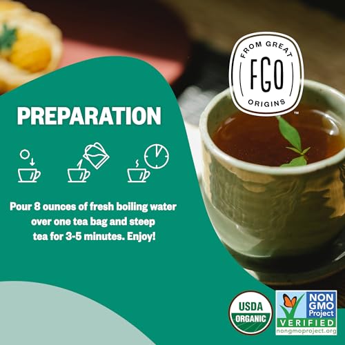 FGO Organic Gunpowder Green Tea, Loose Leaf, 16oz Bulk Resealable Bag, Packaging May Vary (Pack of 1)