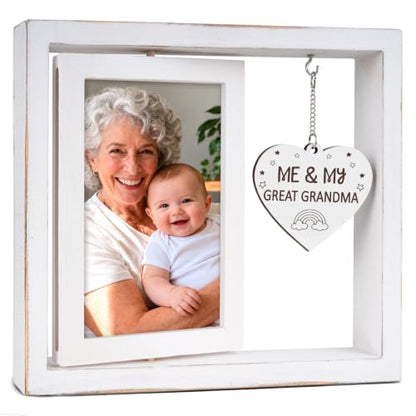 White Great Grandma Photo Frame Keepsake - Pregnancy Announcement Gift for Great Grandma