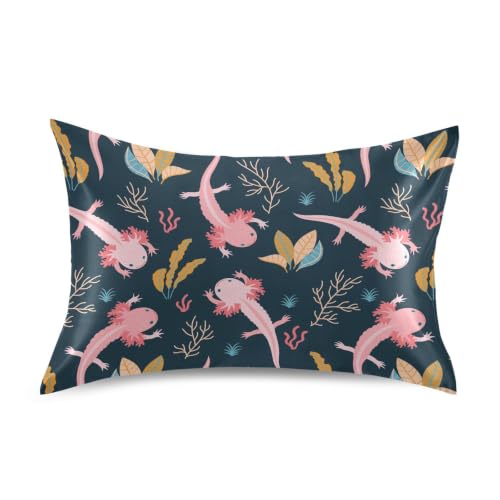 Satin Pillowcase for Hair and Skin - Axolotl Print, Standard 20x26in Variation of S26x20in