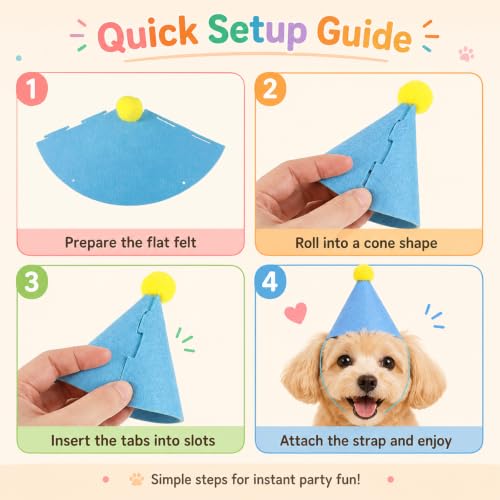 Mini Party Hats and Balloons Set for Stuffed Animals - Multicolor