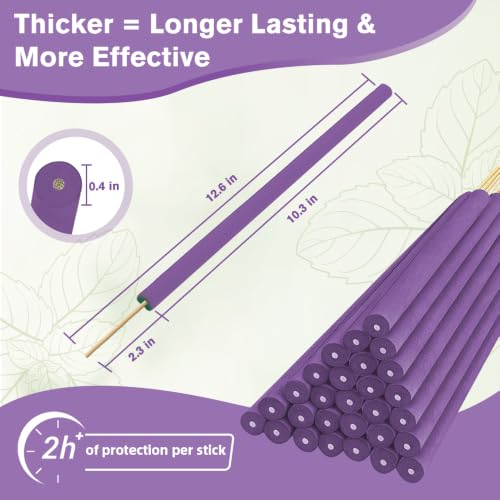 Purple 30 Pack Extra Thick Citronella Mosquito Incense Sticks Outdoor Use Safe & Long-Lasting