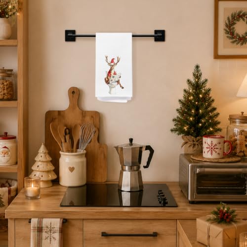 Christmas Reindeer Hand Towels for Bathroom 16x24 - Holiday Decor