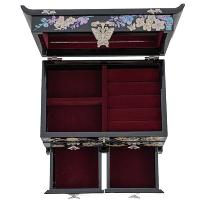 Mother of Pearl Jewelry Organizer Box - Plum Blossom - Elegant Gift for Women