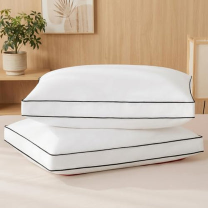 King Size Goose Feather Down Pillow Set of 2 - White, Soft & Fluffy, Hotel Collection