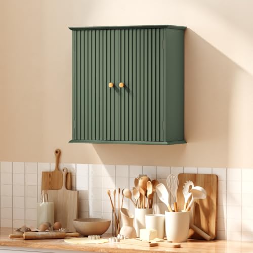 Bathroom Wall Cabinet with 2 Adjustable Shelves - Green