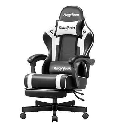 Gaming Chair for Adults with Footrest - Ergonomic PC Chair Arctic White