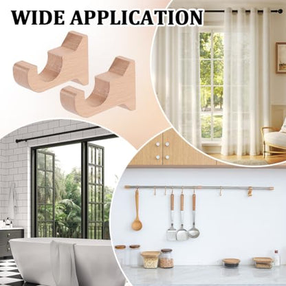 Wooden Curtain Rod Brackets 1.2 Inch Mount - Beech Wood Support, 1.9x3x0.8 Inch Variation