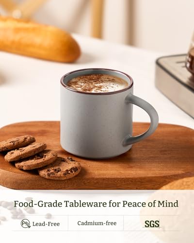 Dark Gray Famiware Coffee Mug Set of 6, 14oz Ceramic Cups for Hot Drinks