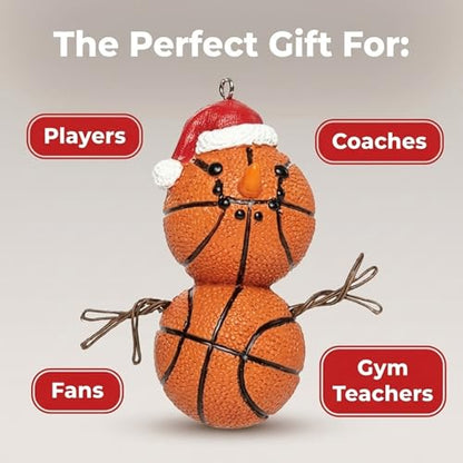 Basketball Snowman Christmas Ornament - Sporty Holiday Decor