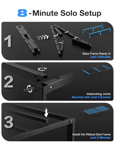 Twin Bed Frame with Metal Platform Support - Easy 8-Minute Setup