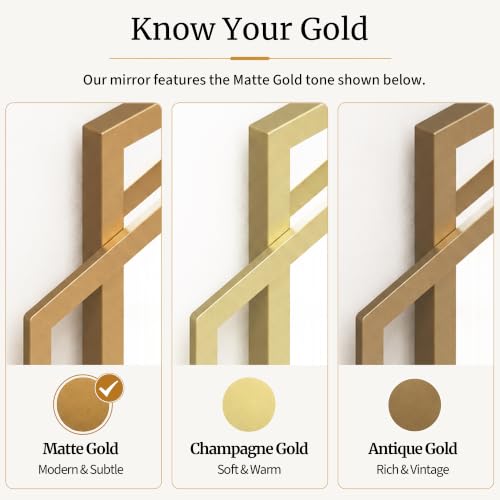 Matte Gold Hexagon Bathroom Vanity Mirror - 24x36 Inch Wall Mirror - Variation of THIS listing