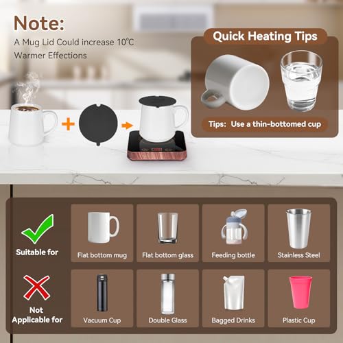 Coffee Mug Warmer for Desk with Auto Shutoff, Adjustable Temperature, 12-Hour Timer