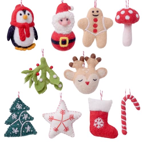 Christmas Felt Ornaments Set of 10 with Oil Diffuser - Mix