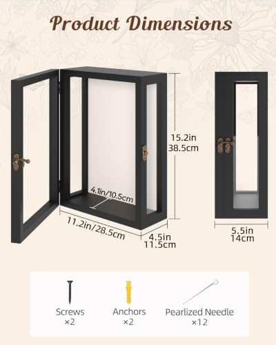 Deep Shadow Box 11x15 Wooden Display Case with Acrylic Sides Wall Mount