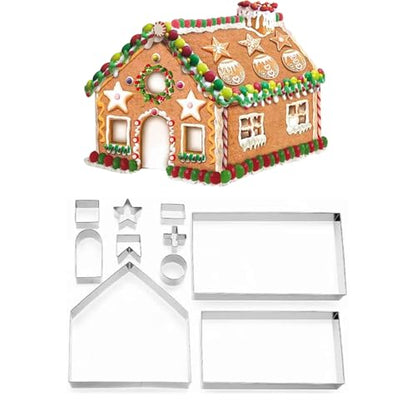 Christmas Cookie Cutter Set - 10 Pcs Stainless Steel Biscuit Mold for Gingerbread House
