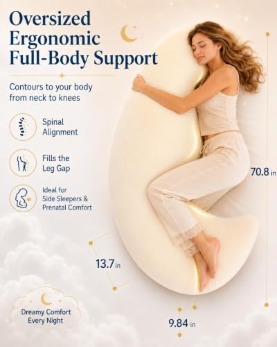 Moon Sleep Moon Spoon Body Pillow for Side Sleepers - Light Yellow