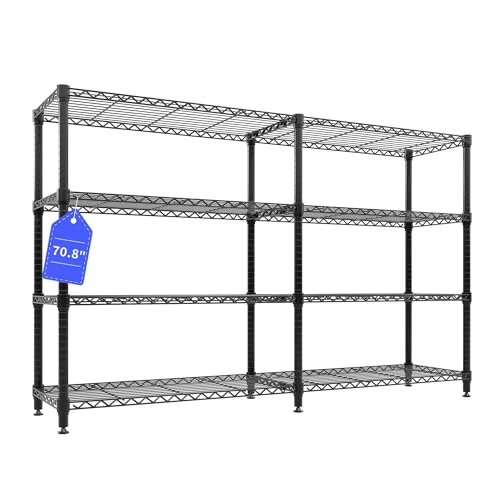 Garvee 70.8-Inch Wide Heavy Duty Wire Shelving Unit for Kitchen Pantry - Black