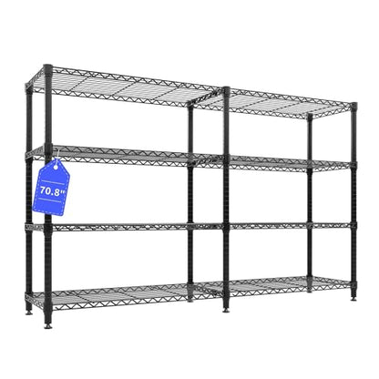 Garvee 70.8-Inch Wide Heavy Duty Wire Shelving Unit for Kitchen Pantry - Black