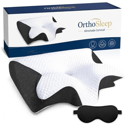 Ergonomic Cervical Pillow with Breathable Cover - Memory Foam Side Sleeper Support - Black