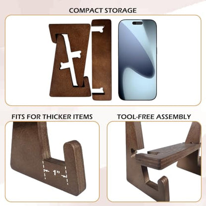 Wooden Display Stand for Plates Photos Art Vinyl Records - Rustic Adjustable Easel