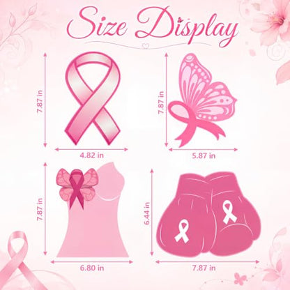 Pink Ribbon Breast Cancer Awareness Decor - 400pcs Cutouts, Variation: Pink Ribbon