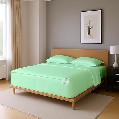 Aqua Green Twin Zipper Fitted Sheet 39x75 Inch Deep Pocket Bed Sheet with Zipper Closure