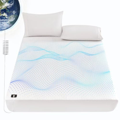 Grounding Fitted Sheet King Size Ivory White with Silver Fiber - Sleep & Wellness