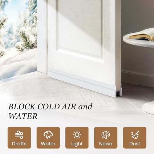 Door Draft Stopper Weather Stripping Seal - White, 4 Pack
