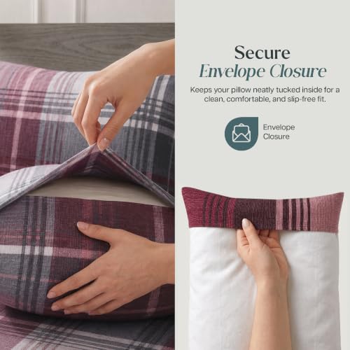 Redplaid Cotton Double Brushed Flannel Sheets Set Queen with 16-Inch Deep Pocket