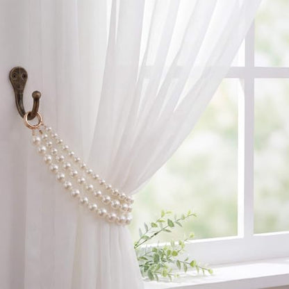 White Pearl Curtain Tiebacks - Triple Layer Decorative Holdbacks