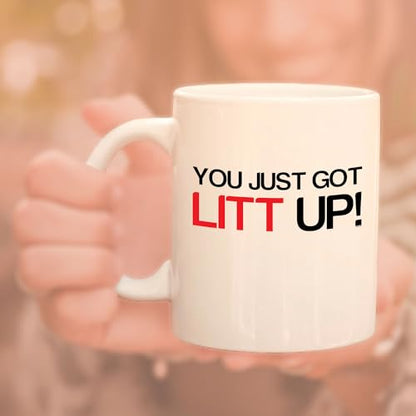 11 Ounce White Ceramic Coffee Mug - Funny You Just Got Lit Up Coolie Gift for Men and Women