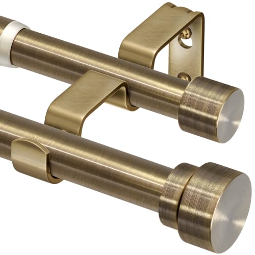Antique Bronze Double Curtain Rod Set 1 Inch for Windows 72-144 Inches - Lootkell