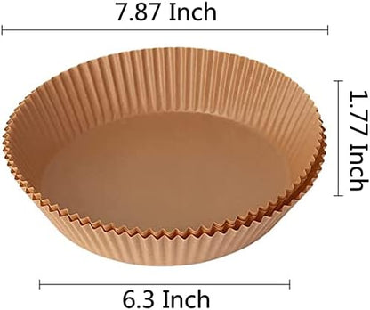 Skiennix Air Fryer Liners - 100 PCS Non-Stick Parchment Paper for Grease-Free Baking | Food Grade & Oil-Proof