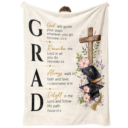 Christian Graduation Blanket for Women & Men - Inspirational Bible Verse Throw 2026 Gift