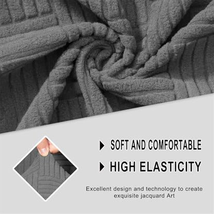 Velvet Wingback Chair Cover Slipcover - Dark Gray 2-Piece Set, Washable & Stretchable
