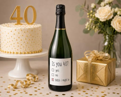 Champagne Bottle Sticker 4.25 x 3.25 Inches Funny 40th Birthday Gift for Men Women - Variation of THIS listing