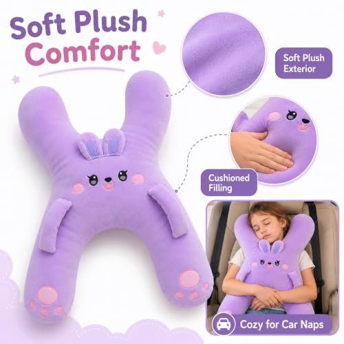 Kids Car Travel Pillow 22 Inch H-Shaped Support Cushion Black - Road Trip Headrest