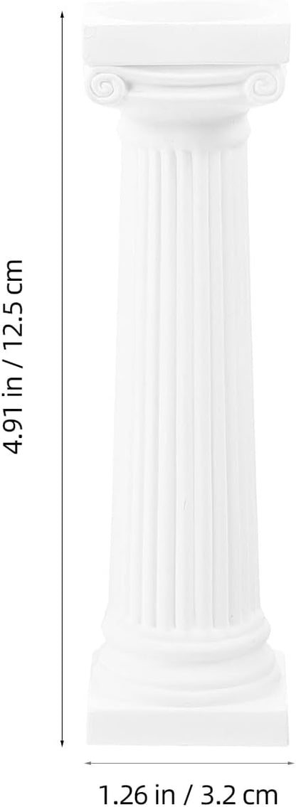 VICASKY Roman Pillar Statues - 6 Pcs White Miniature Columns for Wedding Decor & Photography Props (4.92 Inch)