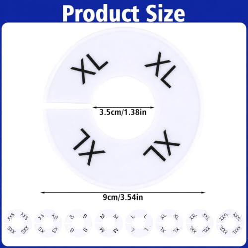 8 Pcs Clothing Size Dividers, Round Closet Dividers Plastic (White) - 9 cm Diameter, 8 Sizes