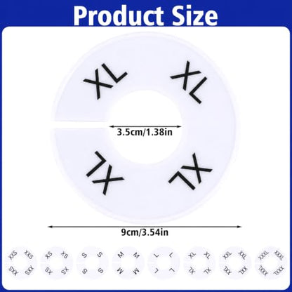 8 Pcs Clothing Size Dividers, Round Closet Dividers Plastic (White) - 9 cm Diameter, 8 Sizes