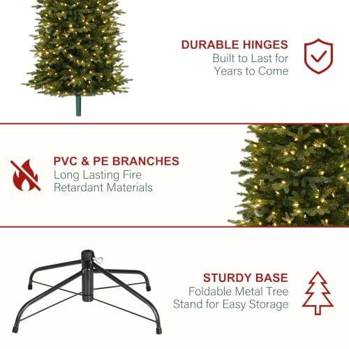 7.5 Ft Slim Prelit Christmas Tree with 400 Warm White LEDs - Green