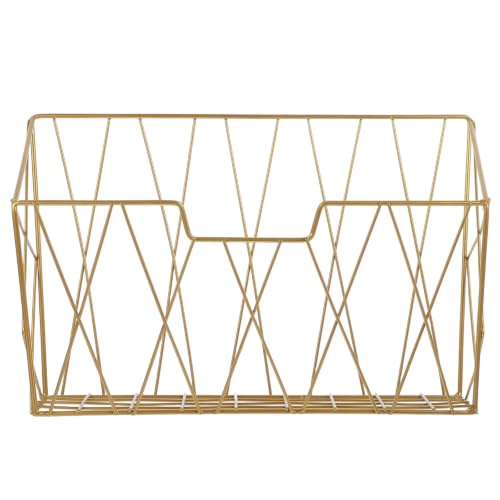 Wall Mounted Mail and Magazine Holder with Gold Finish - Space-Saving Iron Wire Organizer