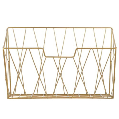 Wall Mounted Mail and Magazine Holder with Gold Finish - Space-Saving Iron Wire Organizer