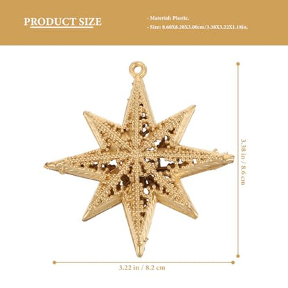 12 Pcs Gold Christmas Star Ornaments Mini Eight-Pointed Tree Decorations