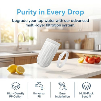 50PCS High Density Faucet Filter Cotton Bag for Kitchen & Bathroom Sink