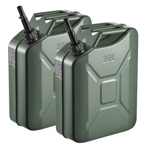 20L Green Metal Water Containers with Spout & Handle - 2 Pack