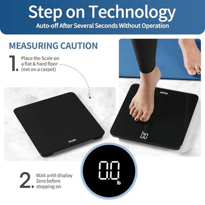 Vitafit Scale for Body Weight, High Accuracy 0.1lb by Our Professional Factory Since 2001, Digital Weight Scale LED and Step On, 3*AAA Batteries Included, 400lb/182kg, Spray Silver Black