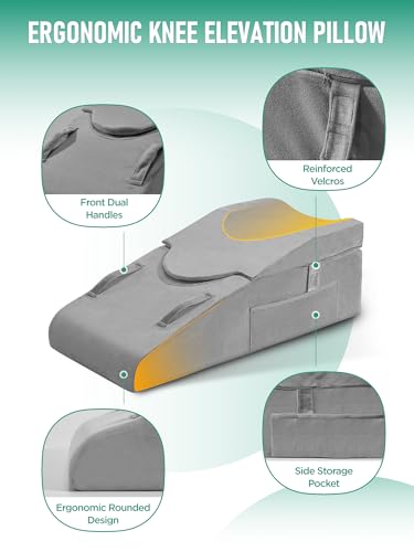 Leg Elevation Pillow for Post-Surgery Recovery 29x13x9.5 Inches Memory Foam Support