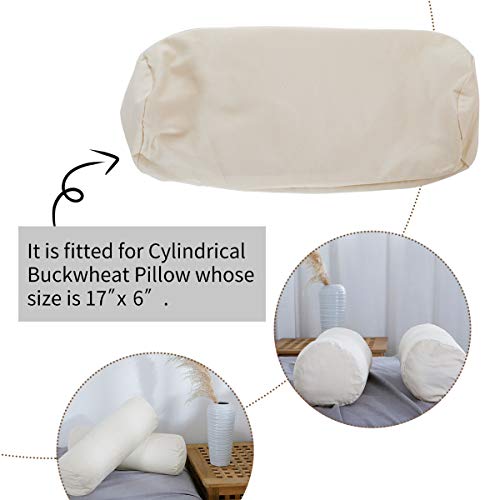 Cylindrical Organic Cotton Pillow Cover 17x6 Inches Pack of 2 - Breathable & Soft